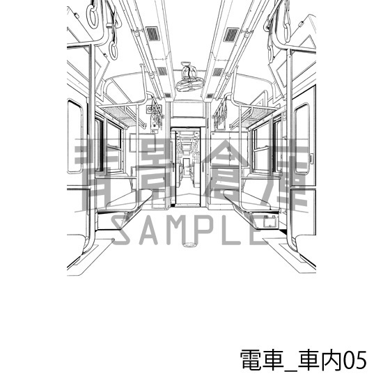 電車_背景素材集2(車内)_トーン