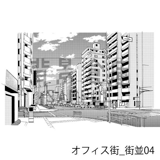 オフィス街_背景素材集2(街並)_トーン