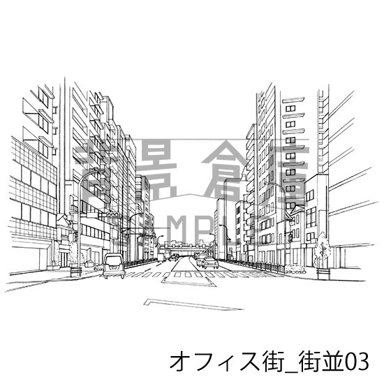 オフィス街_背景素材集2(街並)_トーン