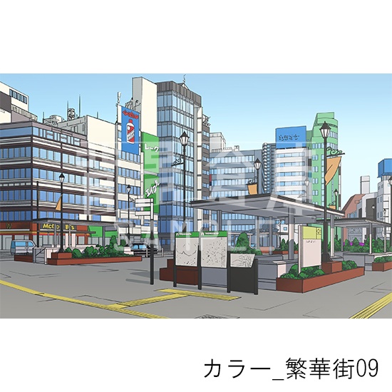 カラー_背景素材集25(繁華街)