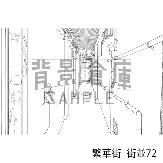 繁華街_背景素材集13(街並)_トーン