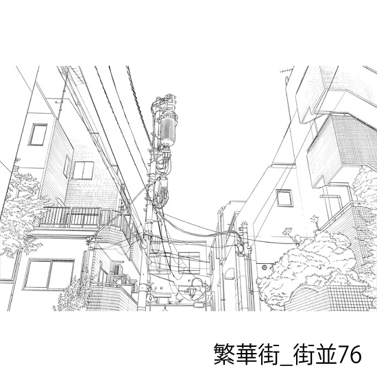 繁華街_背景素材集14(街並)_トーン