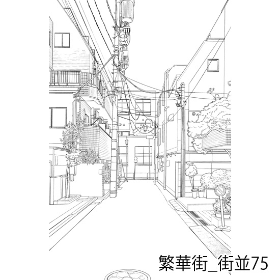 繁華街_背景素材集14(街並)_トーン