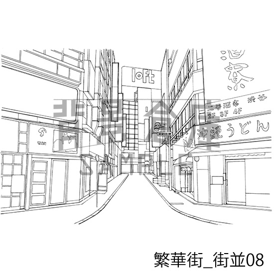 繁華街の背景集_セット1(街並)