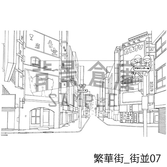 繁華街の背景集_セット1(街並)