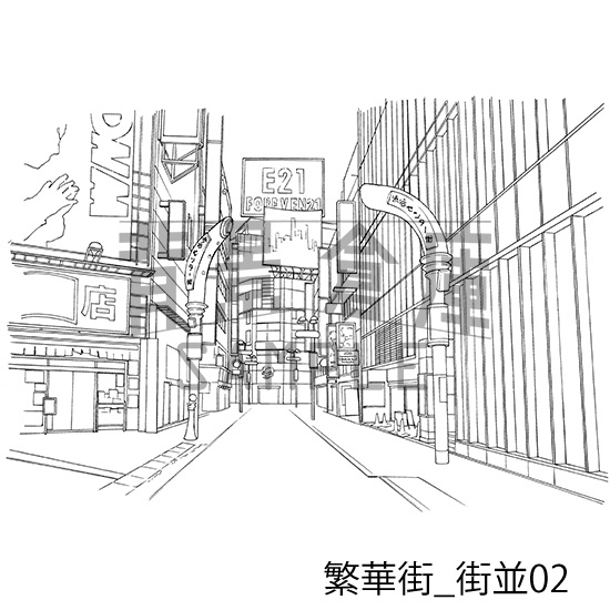 繁華街の背景集_セット1(街並)