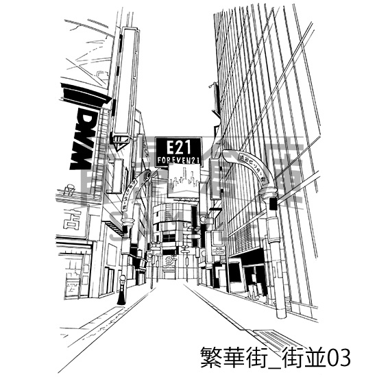 繁華街の背景集_セット1(街並)