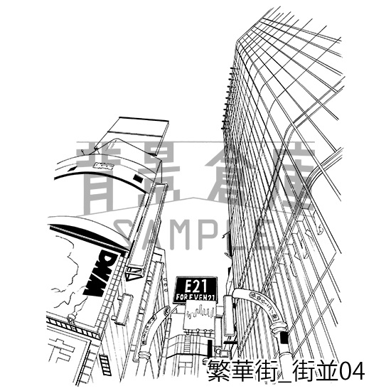 繁華街の背景集_セット1(街並)