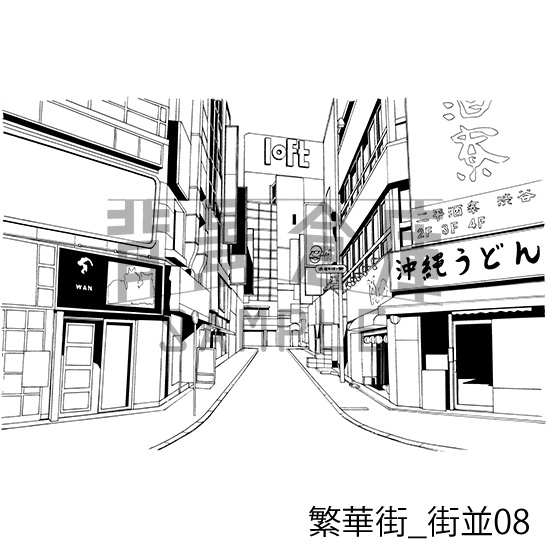 繁華街の背景集_セット1(街並)