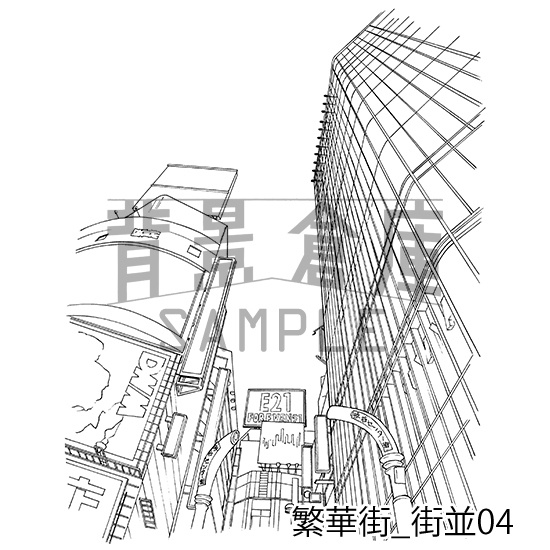 繁華街の背景集_セット1(街並)