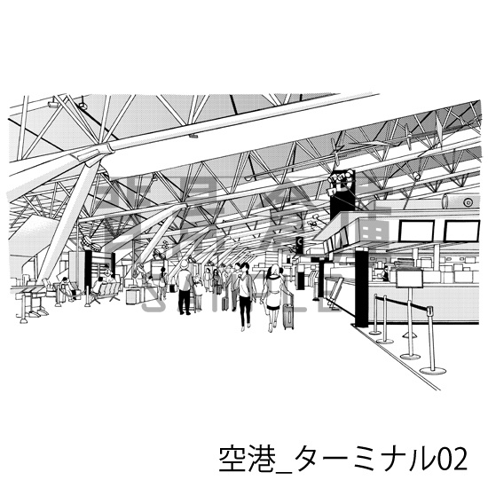 空港_背景素材集1(ターミナル・飛行機)_トーン