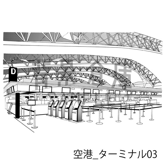 空港_背景素材集1(ターミナル・飛行機)_トーン
