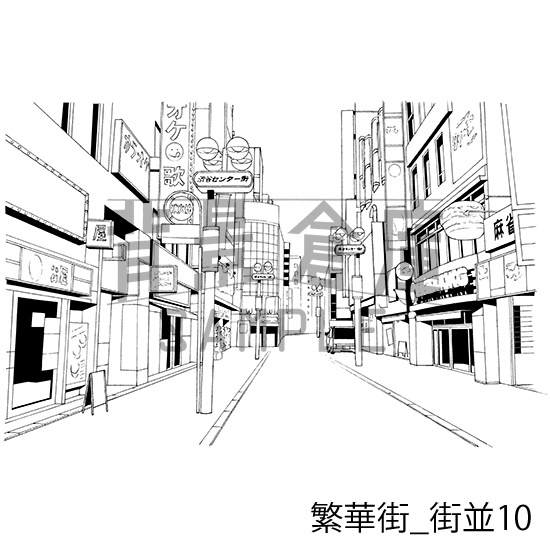 繁華街の背景集_セット2(街並)