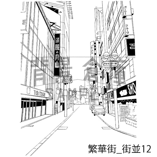 繁華街の背景集_セット2(街並)