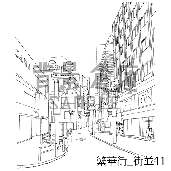 繁華街の背景集_セット2(街並)