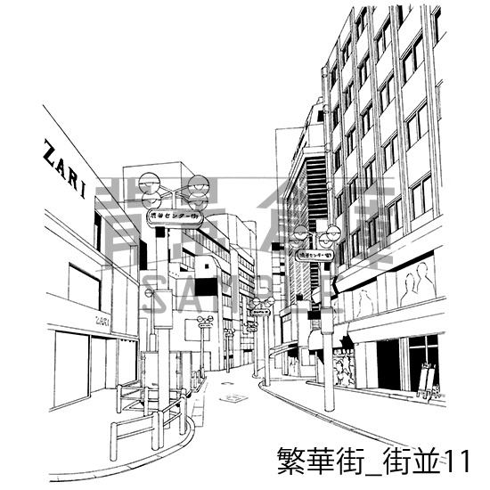 繁華街の背景集_セット2(街並)