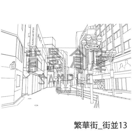 繁華街の背景集_セット2(街並)