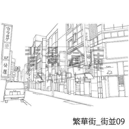 繁華街の背景集_セット2(街並)