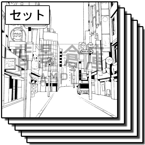 繁華街の背景集_セット2(街並)
