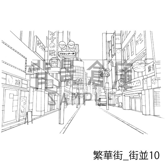 繁華街の背景集_セット2(街並)
