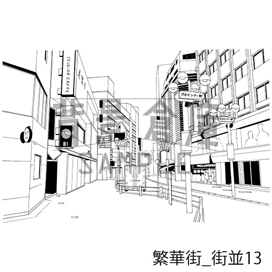 繁華街の背景集_セット2(街並)