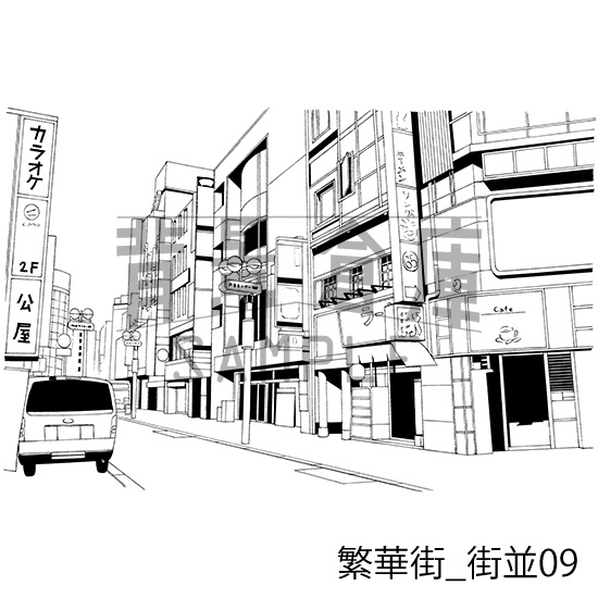 繁華街の背景集_セット2(街並)