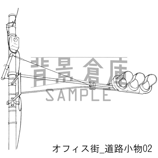 オフィス街の背景集_セット1(バス停 道路小物)