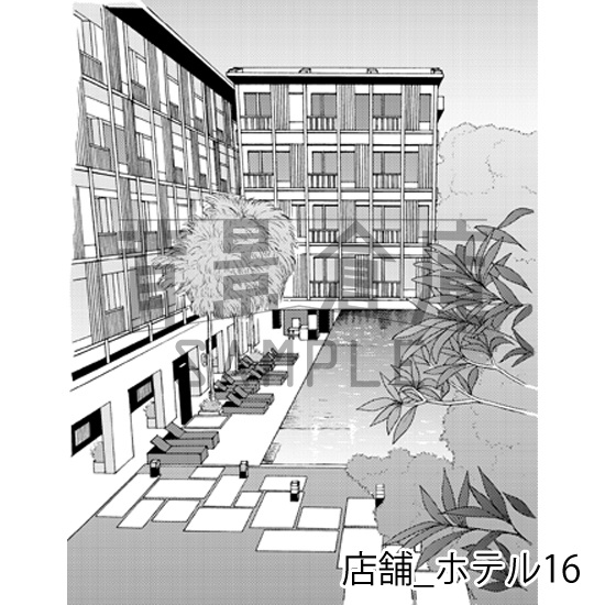 店舗_背景素材集7(ホテル)_トーン