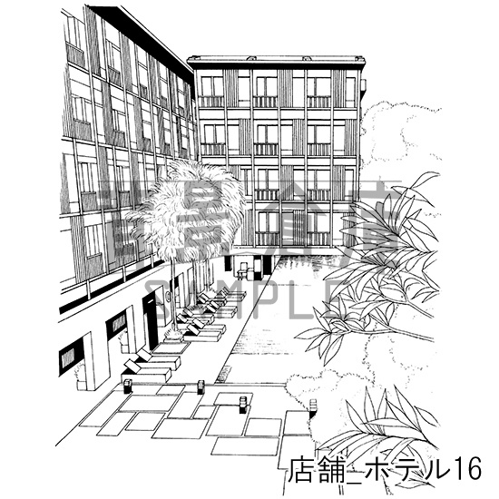 店舗_背景素材集7(ホテル)_トーン