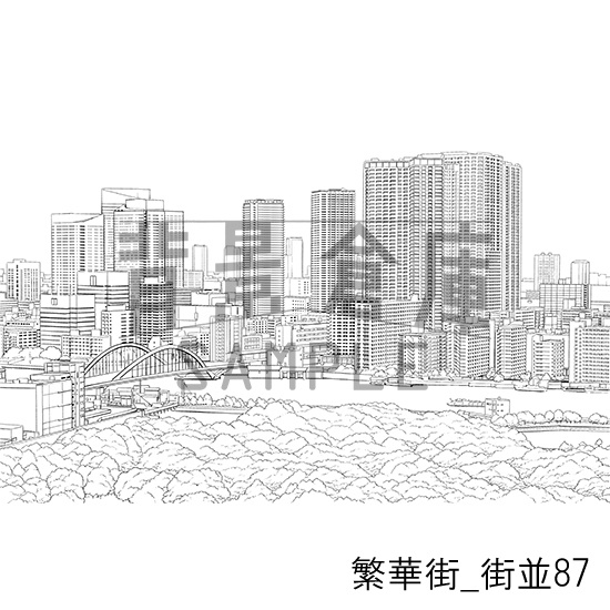 繁華街_背景素材集17(街並)_トーン