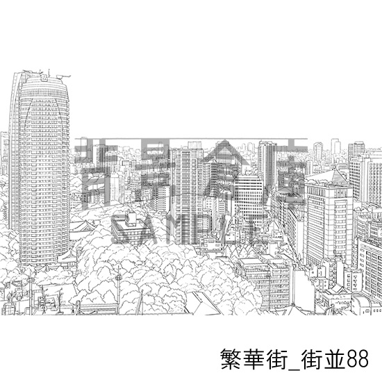 繁華街_背景素材集17(街並)_トーン