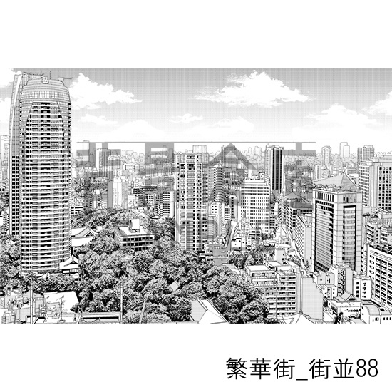 繁華街_背景素材集17(街並)_トーン