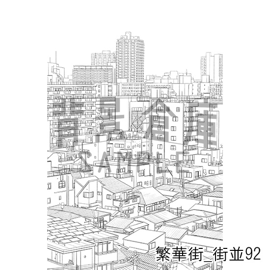 繁華街_背景素材集17(街並)_トーン