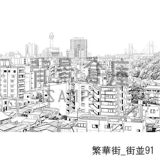 繁華街_背景素材集17(街並)_トーン