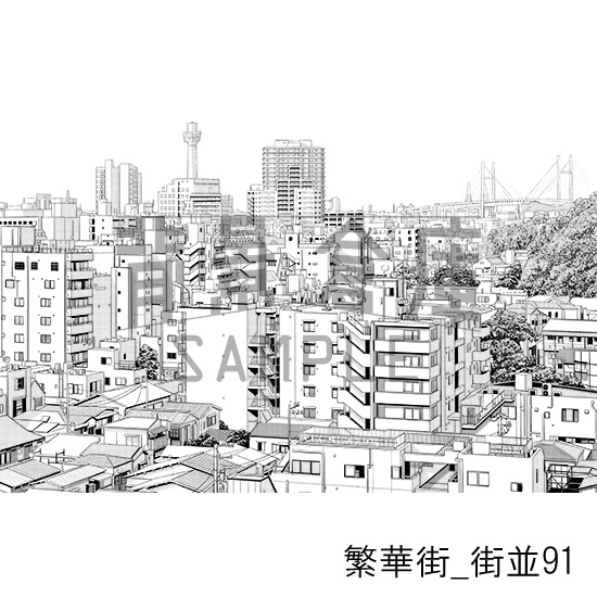 繁華街_背景素材集17(街並)_トーン