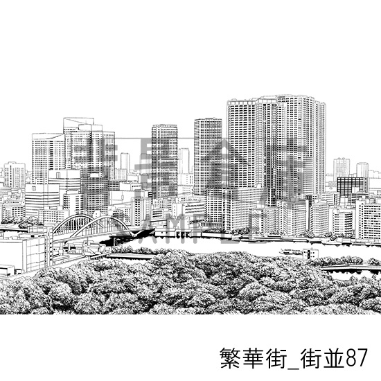 繁華街_背景素材集17(街並)_トーン