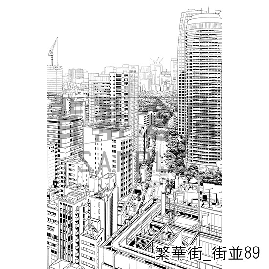 繁華街_背景素材集17(街並)_トーン