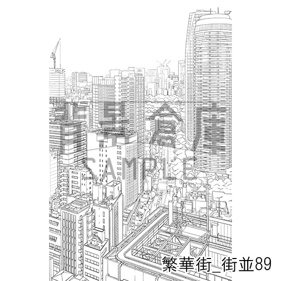 繁華街_背景素材集17(街並)_トーン