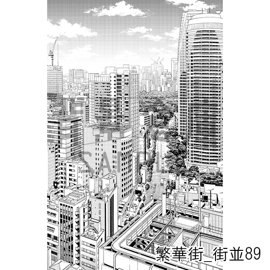 繁華街_背景素材集17(街並)_トーン