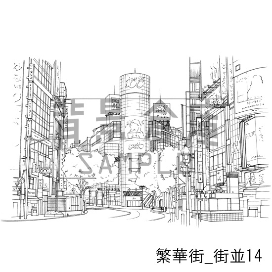 繁華街の背景集_セット3(街並)