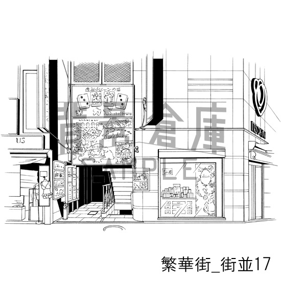 繁華街の背景集_セット3(街並)