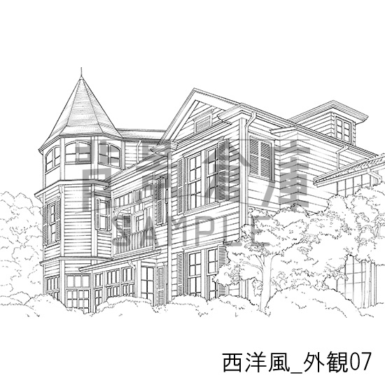 西洋風_背景素材集21(外観)_トーン