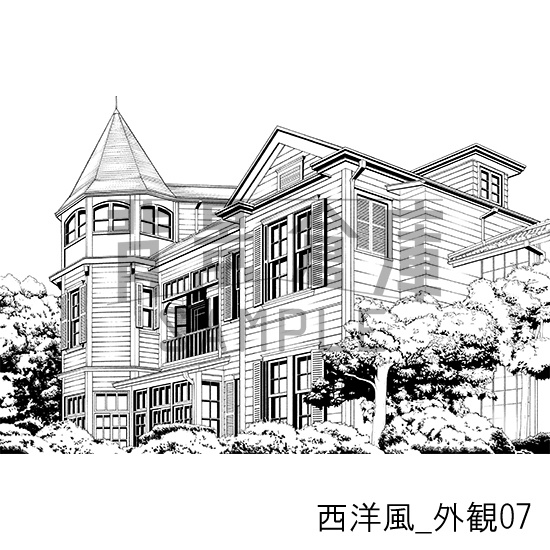 西洋風_背景素材集21(外観)_トーン