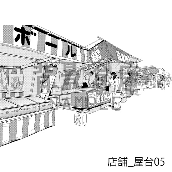 店舗_背景素材集9(屋台)_トーン