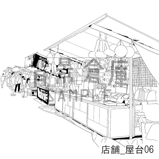 店舗_背景素材集9(屋台)_トーン