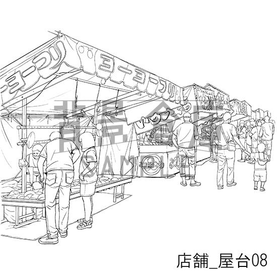 店舗_背景素材集9(屋台)_トーン