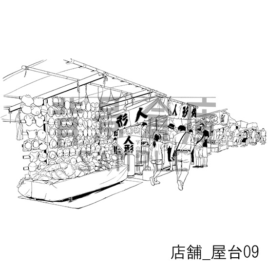 店舗_背景素材集9(屋台)_トーン