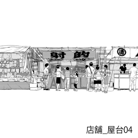 店舗_背景素材集9(屋台)_トーン