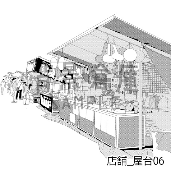 店舗_背景素材集9(屋台)_トーン