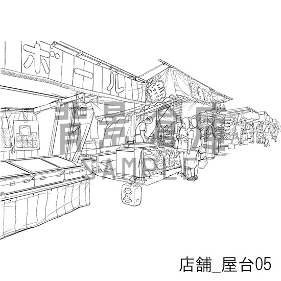 店舗_背景素材集9(屋台)_トーン